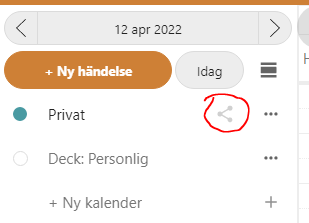 Share icon in marked in calender side menu. 