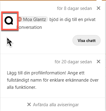 Icon in notification menu is marked.