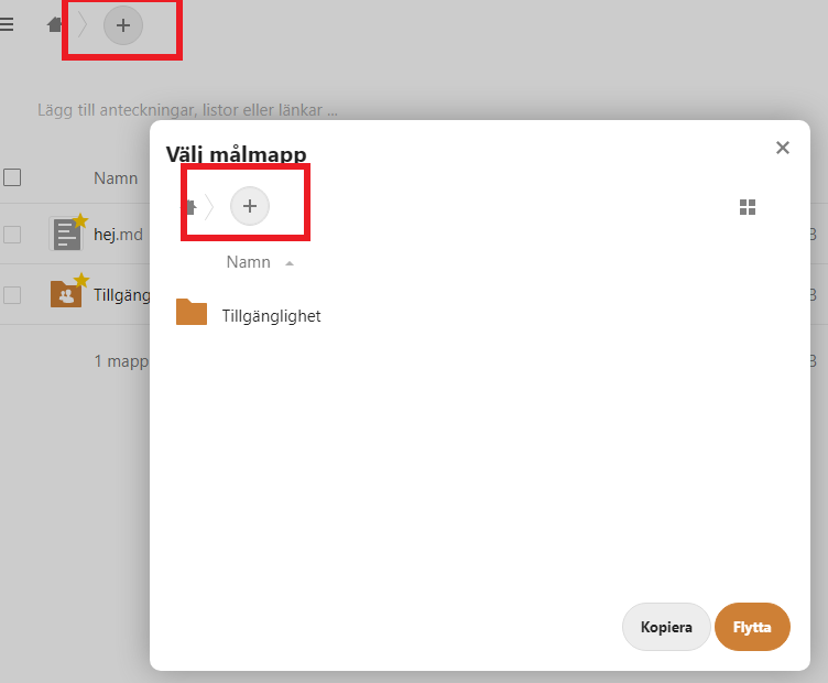 Select or copy file modsl is opend, add new file is marked inside and behind the modal. 