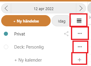 Calender sidemenu icones are marked. 
