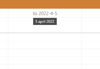 Date in calender show focus by tooltip with date.