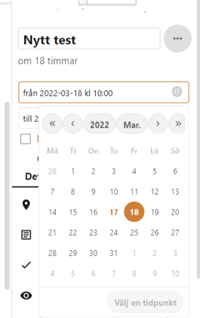 Another datepicker, select date view is marked.