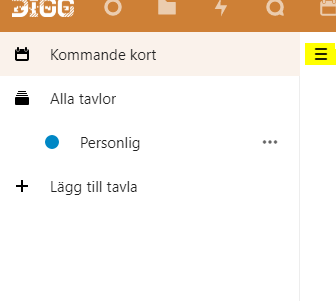 Sidemenu with expanded button marked.