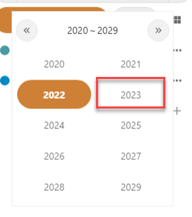 Modal to pick year is marked.