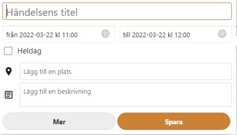 Modal for event information.