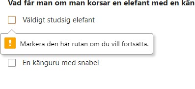 Browser error message in form. 