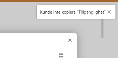 Failed to copy message displayed.