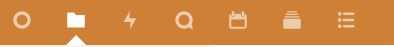 White icons on an orange background in the menu.