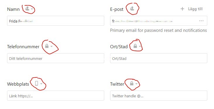 Icons in setting to show securety status. 