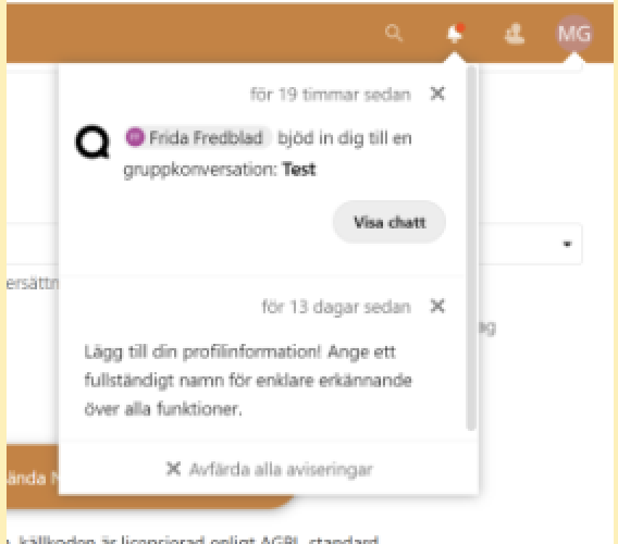 Submenu to notification is field out. 